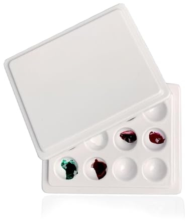 Majatou Paleta de porcelana de 12 huecos, a prueba de polvo, paleta de cerámica blanca con tapa, paleta de acuarela para pintura artística de uñas, acuarela, pintura al óleo