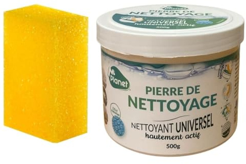 Piedra blanca limpieza (500 g) | Arcilla blanca para limpieza multiusos | Limpia, Pule y Protege + Esponja de regalo Efecto impermeable | Limpieza de todas las superficies