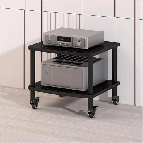 DUddTTW Estante de Audio con Ruedas Estante estéreo Estante for Equipos de Audio Estantería Abierta for estéreo Estante HiFi móvil de Madera Estantería de Audio y Video Práctica(Nero,2 Tier)