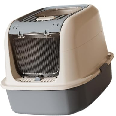 Milageto Caja de para Gatos con Tapa abatible, contenedor fácil de Limpiar, arenero Resistente, Inodoro para hámsteres, Animales pequeños, Gatos de, Gris