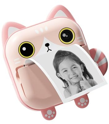 Mini macchina fotografica di stampa, macchina fotografica istantanea per bambini, doppia lente 1080P, design animale, carta fotografica adesiva, fotocamera digitale portatile per bambini dai 3 ai 12