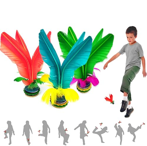 Guopai Jianzi Federfußball Set - Premium Federball für Fuß-Kick-Sport, Hand-Auge-Koordination Training, Traditionelles Outdoor Spiel für Kinder & Erwachsene, Bunt & Langlebig