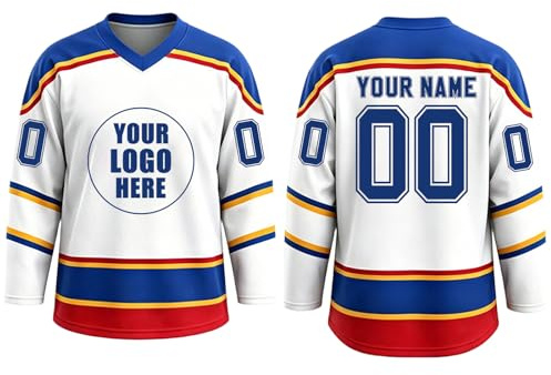 Generico Maglia da Hockey Personalizzata con Nome e Numero, Maglie da Hockey Vergini Personalizzabili per Uomo Donna Bambini per Sportivi Partite e Allenamenti