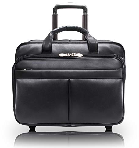 McKlein, L-Serie, Bowery, hochwertiges Rindsleder, 15 Zoll (38,1 cm), Laptop-Aktentasche mit Rollen, Schwarz (87855)
