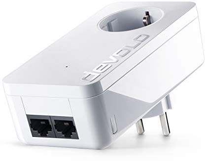 Devolo dLAN 1000 Duo + – PowerLAN Adapter (1000 Mbit/s, 2 LAN Ports, Powerline, Schutztasche, LAN, Netzwerk mit nur die Steckdose), weiß
