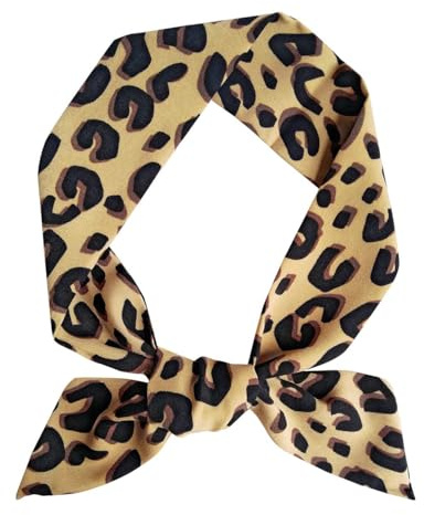 GERINLY Leopard Neck Tie Chic Skinny Scarf Hairband Stylish Purse Scarf Necklace Leopard Accessory for Bag (Color1)