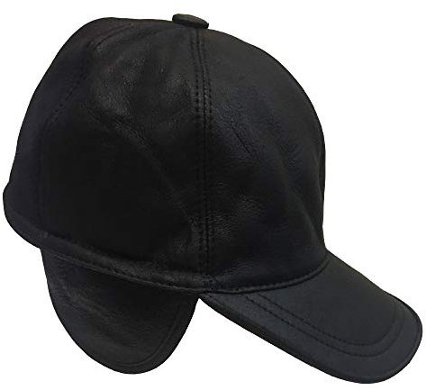 HomeOfSocks 100% Lammfell Leder Cap Umklappbare Ohrenwärmer Damen & Herren Größe L (56cm)