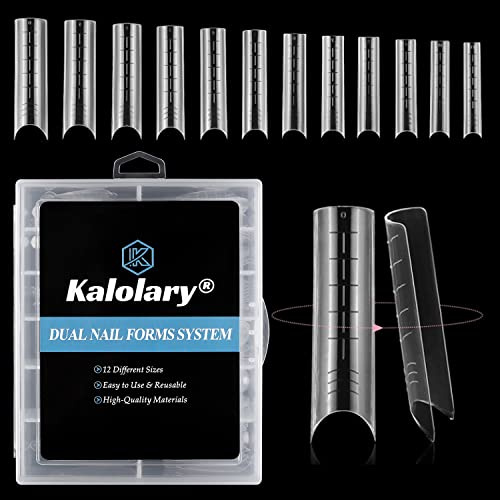 Kalolary 120PCS Dual Nail System Formen, U-Kurve Nagelspitzen Full Cover Gel Nail Form Acryl falsche Nägel Nail Art Extension Tool