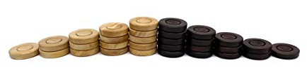 Melia Games Backgammon - Ersatz-Spielsteine aus Oliven-Holz - Standardgröße 35 x 8 mm - Komplettes Zubehör-Set inklusive Aufbewahrungs-Beutel