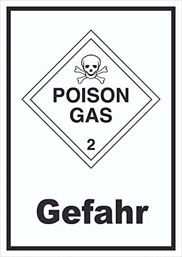 HB-Druck Schild Giftige Gase Gefahr Poison Gas Totenkopf hochkant A1 Rückseite selbstklebend
