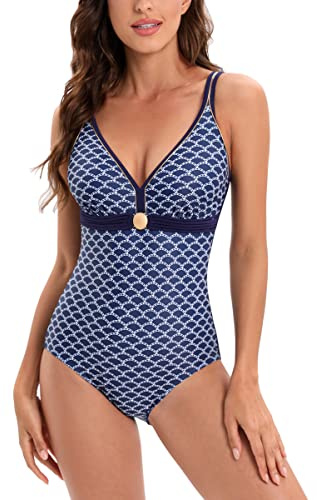 AOQUSSQOA Damen Badeanzüge Monokini Rückenfrei Bademode Swimsuit für Damen Einteiler Badeanzug(Squama, XL)