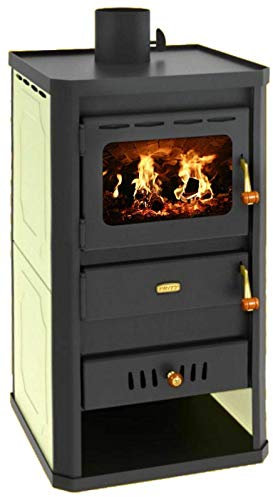 Prity Holzofen Kessel Massivkamin Zentralheizung S2 W10 - Legierter Stahl, Schwarz, Holz, 79 m², 5 kW Raumheizung, 10 kW Wassererwärmung