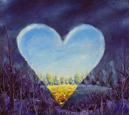 adrium Acryl-Bild 60 x 50 cm: Herz, Frühlingsherz auf Leinwand. Offenes Herz. Messerkunst.(39548560)