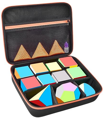 Speed Cube Aufbewahrungskoffer Tasche hält 12+ Verschiedene Arten Würfel Retro Brain Teaser Fidget Spielzeug. Tragehalter mit Netztasche Passend für Würfel Ständer/Tutorial (nur Box)