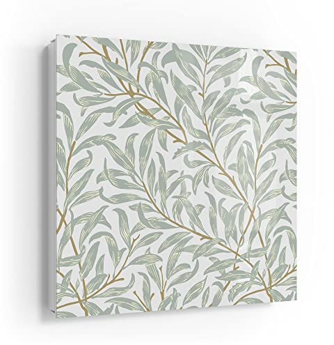 DEQORI Schlüsselkasten weiß | 30x30 cm | Motiv Dekorative Weidenzweige | Glas & Metall Schlüssel-Box | Schlüsselschrank mit 50 Haken + 2 Magnete | Moderne Design Box magnetisch & beschreibbar