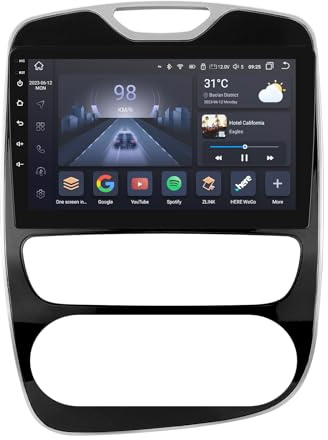Ossuret Carplay Car Radio for Renault Clio 2012-2016, 10.1 Inch Touchscreen 6 + 64 GB GPS Navigation with Bluetooth Weather Display WiFi 4G LTE DSP RDS SWC