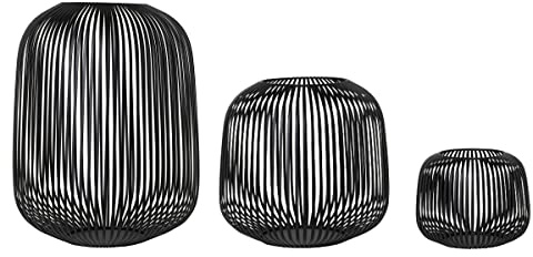 blomus Laterne Lito 3er Set | Farbe Schwarz | Größe S | M und L | Aus pulverbeschichtetem Stahl; Für stimmungsvolles Kerzenlicht