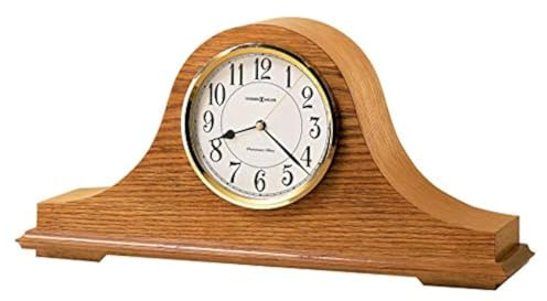 Howard Miller Echo Mantel Clock II, Westminster Chime Quartz Clock Movement, Black Numerals - Battery Operated Alarm Clocks for Heavy Sleepers, Mantle Clock for Bedroom & Office - Golden Finish