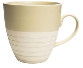Taza MODERN de 500 ml, taza de café de cerámica, taza de té de gres para oficina y hogar, asa grande, fácil de sostener, apta para microondas y lavavajillas, beige
