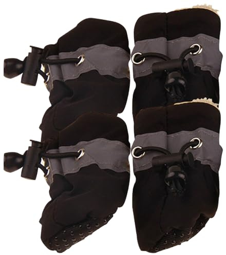 Hundeschuhe kleine Hundeschuhe für den Winter wasserabweisende Hundestiefel 4 Stück rutschfeste Hundepfotenabdeckungen warme Fleece-Hundestiefel mit verstellbarem Band schmutzabweisende Welpenschuhe f