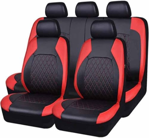 Housses de Siège de Voiture pour M-azda 2 Mazda2 Type DE/DJ / XP21 / DY 2017-2023, Ensemble Complet Avant et Arrière Couvre Sieges en Cuir PU Accessoire Interieur,C/9pcs Set Red