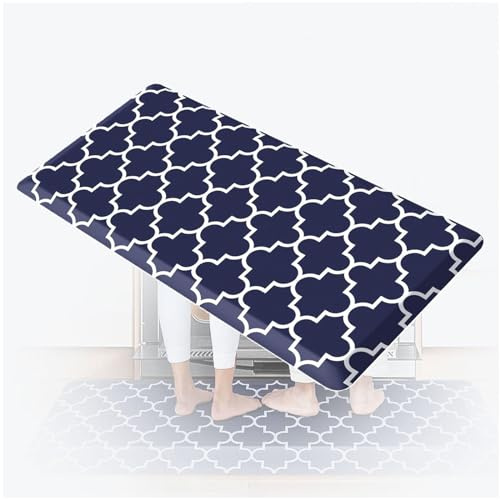 0.47 Pouce Tapis De Cuisine ， ImperméAble, Facile à Nettoyer, sans Glissement Tapis De Sol en Mousse à MéMoire De Cuisine ， pour Le Bureau du Puits De Maison,Blue-17.3×71