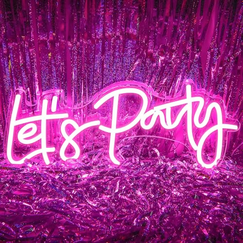 Appneon Let's Party Neonschild für Party- und Wanddekoration (XD001) | Rosa LED Neon Wandlampe mit USB, Deko für Schlafzimmer Bar Geburtstag Hochzeit, Partygeschenk