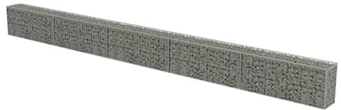Homgoday Gabion Mur avec couvercles, panier gabion pour extérieur, jardin, terrasse et bordure de jardinière en pierre, clôture en acier galvanisé, 600 x 30 x 50 cm