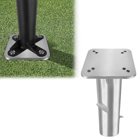 FIVMEN Bodenhülse Sonnenschirm Universal Metall Sonnenschirmständer für Ampelschirme Kurbelschirm Bodenanker zum Einbetonieren(Silber)