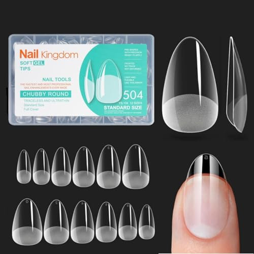 Luonaa Nageltips 240 Stück, Soft Gel Tips Set, Gel Full Cover Nail Tips, Vorpolierte Künstliche Nagelspitzen aus PMMA, für Nagelstudios und DIY-Nagelkunst, 12 Größen