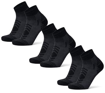 DANISH ENDURANCE Calze Trekking Corte Lana Merino, Calzini Termici Anti-Vesciche, Unisex, 3 Paia, Nero, 48-51
