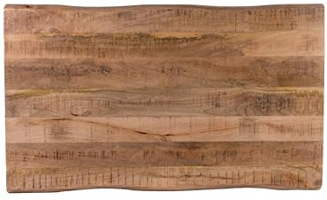 SAM Holzplatte 120x60 cm Emilia, Tischplatte aus Mangoholz massiv + raue Oberfläche, Baumkanten-Platte für Heimwerker, geeignet für Arbeitsplatten, Tische & Fensterbretter
