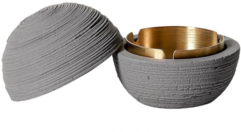 Cutfouwe Beton Mülleimer für den Innen- und Außenbereich - Wasserdicht, windfest und stabil - Ideal für Balkon und Garten - Φ10.5cm x 10cm,Grau,B