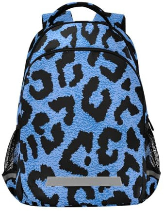 Amooorous Kinder-Tennisrucksack für Jungen, Leopardenmuster, mit großer Büchertasche, Blau und Schwarz, Blaues und schwarzes Leopardenmuster, Medium