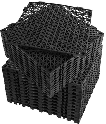 Lot de 12 dalles de sol de garage en caoutchouc pour sol de douche, abri de jardin, sous-sol