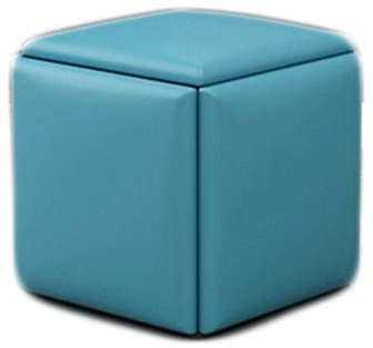 Multifunktionales quadratisches Leder-Sofa mit Ablagefuß und gepolstertem Sitz, für platzsparendes Wohnzimmer, Blau