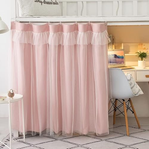 SIQITECHUK Bunk Bed Bottom Curtains Mid-Sleeper Tent Canopy Blackout Bed Canopy Dustproof Mosquito Shading Nets Moveable Privacy Draperies for Single Bunk Bed Bottom (Pink)