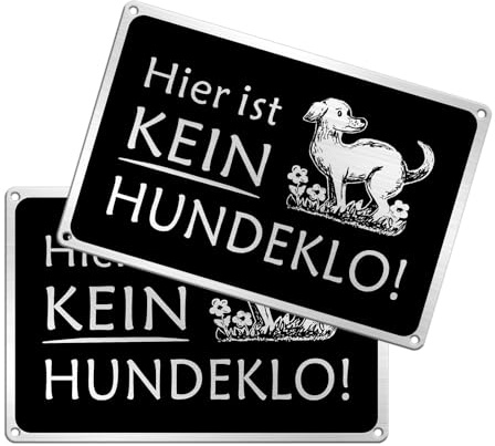 Goodvia 2 carteles de perro caca de prohibido negro, aluminio, 30 x 20 cm, con orificios para pared o valla, robusto y duradero