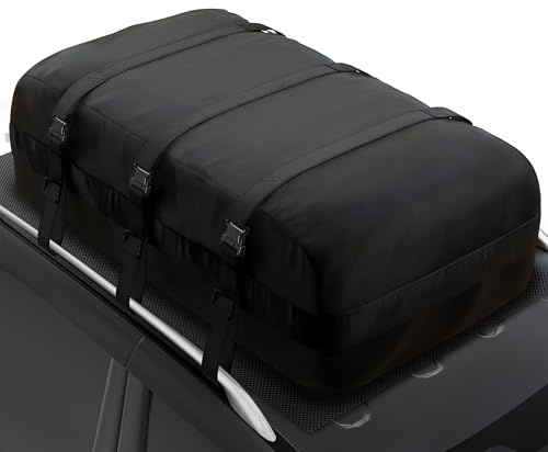 iBirdie Roof Rack Cargo Carrier 22.6 Cubic Feet, Soft-Shell Rooftop Cargo Box, Waterproof Heavy Duty 1200D for Car with/Without Roof Rack, Includes Anti-Slip Mat, Door Hooks, 46x34x25 inches
