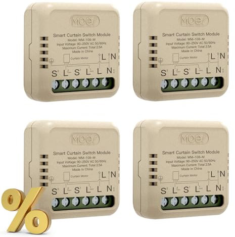 MOES Tuya WiFi Alexa Smart Interruptor de persiana Módulo, para persianas, temporizador, interruptor para motor de persiana, compatible con Alexa Google Assistant, MOES/Tuya/Smart Life App