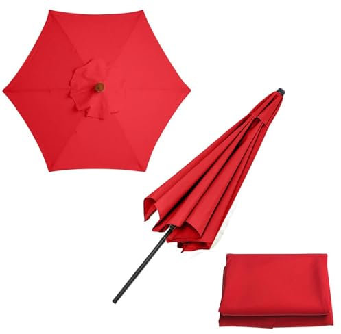 AGKANVCVNT Auvent De Rechange Parasol 200cm 230cm 270cm 300cm Tissu De Rechange pour Parapluie Offset/Parasol Jardin/Parasol Marché, Rechange Toile De Parasol(Red,2.7m/9ft(8-Ribs))