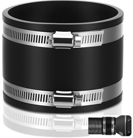 TranRantic 100mm Rubber Coupling for Soil Drain Repair, Drainage Pipe Fittings, Rubber Sleeve Connector with 2 Hose Clips, Toilet Waste Pipe Connector for Connecting Duct Fans Carbon Filter Rigid Pipe