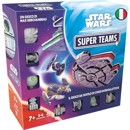 Asmodee Star Wars Super Teams Space Racing brädspel för 2–4 spelare från 7 år | Miniatyrkortspel 30 minuter italiensk version
