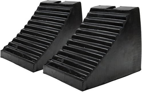 Vigil HGV Rubber Wheel Chock (Pack of 2) - DVSA Accepted - 240mm x 195mm x 165mm
