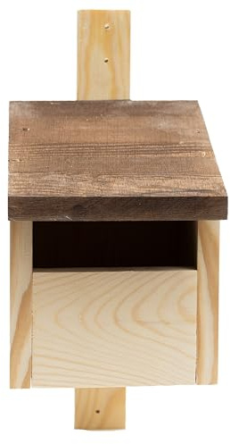 WOODYGIFT Wetterfester Nistkasten Halbhöhle für Rotkehlchen & Amseln – Vogelhaus zum Aufhängen aus natürlichem Holz zum Aufhängen – Vogelnistkasten für draußen 11x5 cm Einflugloch (Braun)