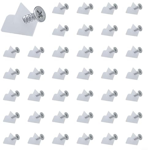 100 sujetadores de soporte de ángulo de plástico transparente con tornillos de acero inoxidable, cuñas de soporte inferior de cajón para reparar cómodas caídas, gabinetes y esquinas de muebles, kit de