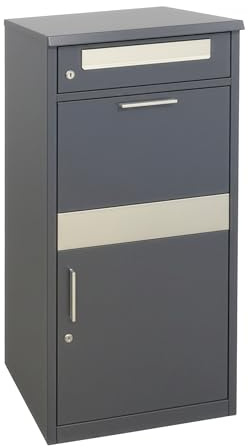 Relaxdays Cassetta Postale con Scomparto per pacchi, 4 Chiavi, Ferro/Acciaio, Grigio/Argento, 112x50x37 cm