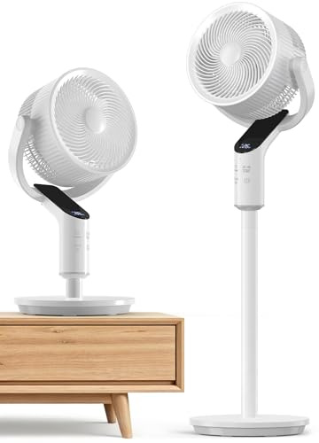 Air Circulator Standing Fan, Fans & Cooling 20dB Quiet Pedestal Fan for Bedroom, Powerful Oscillating Fan with 80°+100° Wide-Angle, 58–106cm Adjustable Height, 8 Speeds, Remote, 12H Timer, Aroma Tray