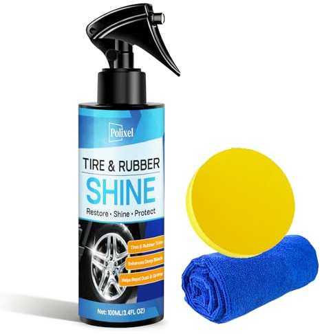 POLIXEL Deep Black Tire Shine Spray – Non-Greasy, No-Sling Tire Dressing Long-Lasting Hydrophobic & UV Protection Formula for Car, Truck, SUV & Motorcycle – 100ml/3.4oz
