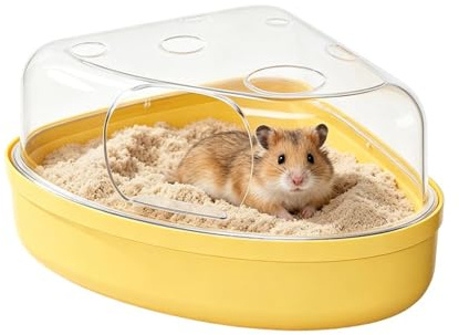 Bañera Para Hámster Transparente Antifugas, Baño Y Excavación | Contenedor de baño hámster con forma de queso Destinado a recintos domésticos y de viaje pequeños animales ratón jerbo